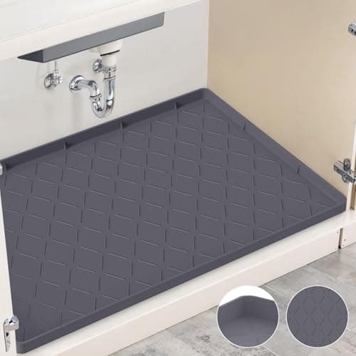 Ruinovate Under Sink Mat for Kitchen Waterproof, 34" x 22" Sink Protectors for Organizers and Storage, Silicone Mats for Kitchen Counter, Under The Sink Organizer (Gray) - Image 1