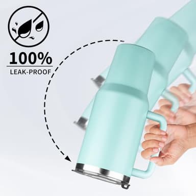 StarSpeed 40 oz Tumbler with Handle and Straw Lid | Stainless Steel Water Bottle Travel Mug Reusable Insulated Cup With Lid And Straw, Keep Cold Heat and Ice for Hours(40oz,Dew) - Image 5