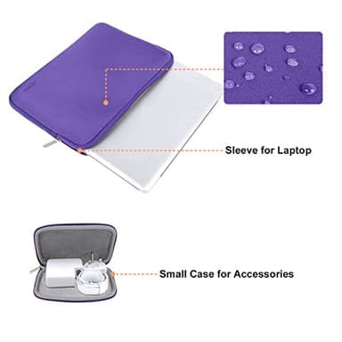 MOSISO Laptop Case 13.3 inch, 13-13.3 inch Laptop Sleeve Bag Compatible with MacBook Air/Pro 13 / Pro 14, HP Dell ASUS Lenovo Notebook, Neoprene Computer Sleeve Bag with Small Case, Ultra Violet - Image 2