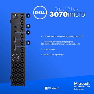 Dell Optiplex 3070 Micro PC | Windows 11 Pro | Intel i5-9500 | 32GB RAM + 1TB SSD | 5G WiFi + BT | Mini Desktop Computer (Renewed) - Image 3