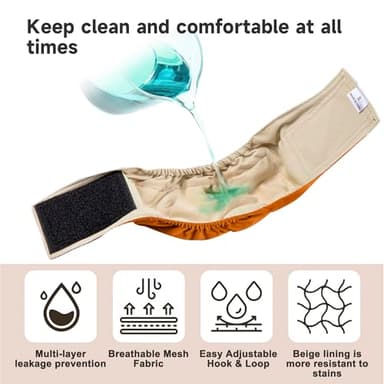 Male Dogs Diapers Belly Bands(4Pack), Washable Reusable Male Boy Doggy Wraps Panties for Doggie Puppy Pooping Potty Training Incontinence Marking Pañal para Perro X-Large - Image 3