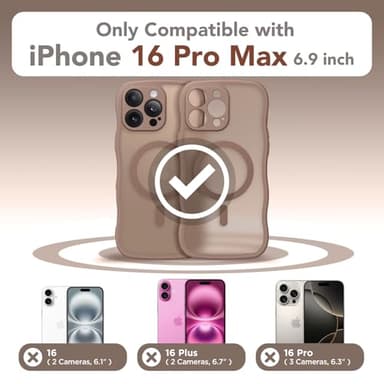 CAPRARO for iPhone 16 Pro Max Case for Women Girls, Upgraded [Full Camera Protection] [Compatible with MagSafe] Cute Wave Translucent Matte Phone Case for iPhone 16 Pro Max, Brown - Image 2