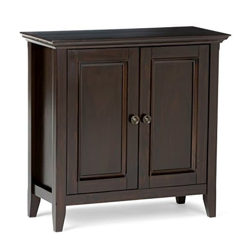 SIMPLIHOME Amherst 32-inch Wide Solid Wood Transitional-Style Low Storage Cabinet in Hickory Brown for Living Room, Entryway, or Dining Area with Adjustable Shelves - Image 1