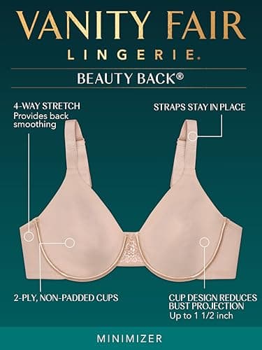 Vanity Fair Women's Beauty Back Smoothing Minimizer Bra, Totally Tan, 42DD - Image 4