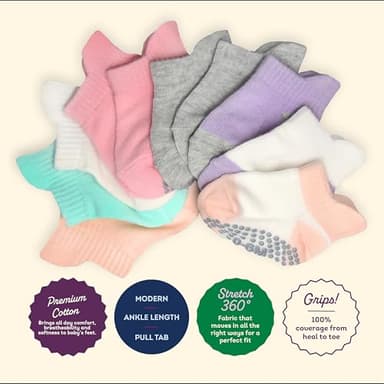 Fruit of the Loom Cotton Grip Socks for Baby and Toddler - Pink Pastel (2-4 Years) - Image 2