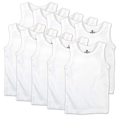 HonestBaby Multipack Sleeveless Muscle T-shirts 100% Organic Cotton for Infant Baby and Toddler Boys, Girls, 10-Pack Bright White, 4T - Image 1