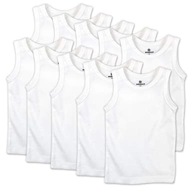 HonestBaby Multipack Sleeveless Muscle T-shirts 100% Organic Cotton for Infant Baby and Toddler Boys, Girls, 10-Pack Bright White, 4T - Image 1