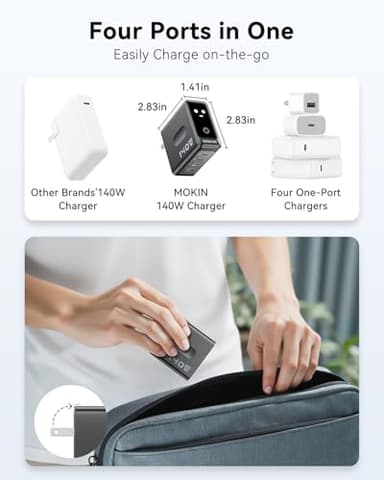 Laptop Charger, GaN 140W USB C Charger PD3.1 PPS 4-Port Multi-Device Fast Charging, USB C Power Adapter, Intuitive Touch Screen, for MacBook Pro, iPhone 17/16 Series, Samsung Galaxy,Pixel,DJI Drone - Image 5