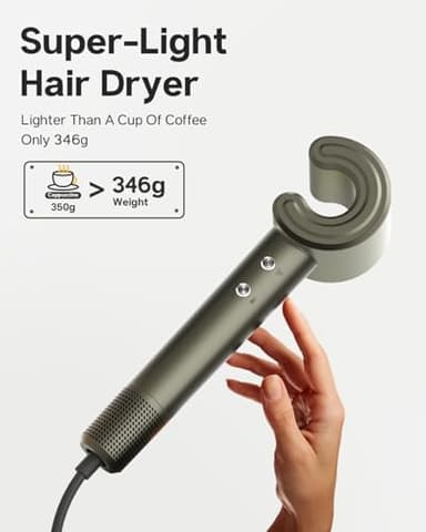 Blex C1 Hair Dryer - 5-Min Quick Drying, 110,000 RPM High-Speed Brushless Motor, Plasma Tech Blow Dryer, Smart Temp Control Tech with 100 Times/Second Heat Detector, No Heat Damage - Olive Green - Image 5