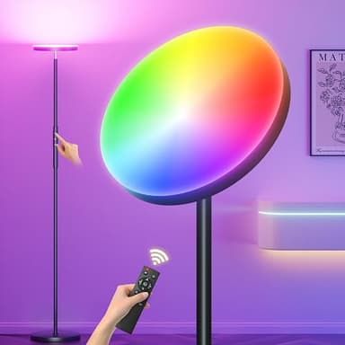 Yikuneng RGB Torchiere Floor Lamps for Living Room, 3600LM 36W Bright LED Standing Lamp with Remote, Modern Color Changing Tall Lamp with Stepless Dimming, 69" Corner Floor Lamp for Bedroom, Office - Image 1