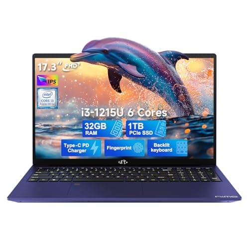 NIMO 17.3 FHD-Laptop, Intel 6-Cores i3-1215U 32GB RAM 1TB SSD (Beat i5-1135G7, Up to 4.4GHz) 65W Type-C Fingerprint Backlit Keyboard IPS Business Computer, Wi-Fi 6 Win 11 (Renewed) - Image 1