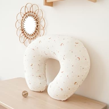 Konssy Muslin Nursing Pillow Covers, Soft and Cute Nursing Covers for Breastfeeding Pillows, Ideal for Newborn Baby Boys and Girls (Camel, Moon) - 2 Pack - Image 6