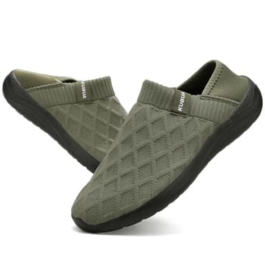 KUBUA Mens Womens Slippers Indoor Lightweight House Shoes Outdoor Breathable Slip on Loafers A Black Green Size 10.5 Women/9 Men - Image 6