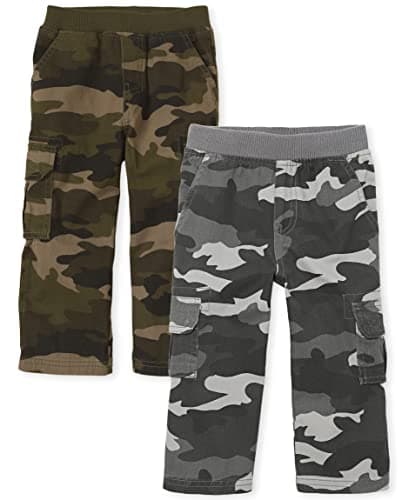 The Children's Place baby boys And Toddler Pull on Cargo Pants, Night Camo/Olive Camo 2 Pack, 4T US - Image 1