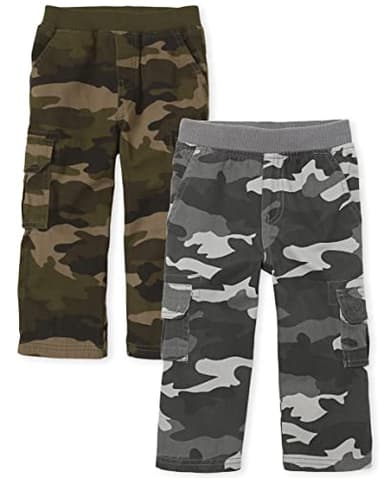 The Children's Place baby boys And Toddler Pull on Cargo Pants, Night Camo/Olive Camo 2 Pack, 4T US - Image 1