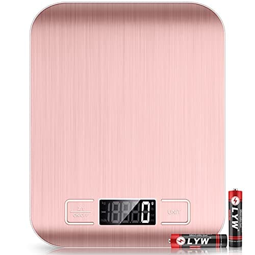 Mik-Nana Food Scale Pink, 10kg/22lb Digital Kitchen Scale Weight Grams and Oz for Baking and Cooking, 1g/0.1oz Precise Graduation, Easy Clean Stainless Steel - Image 1