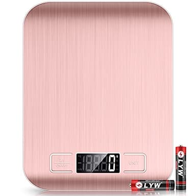 Mik-Nana Food Scale Pink, 10kg/22lb Digital Kitchen Scale Weight Grams and Oz for Baking and Cooking, 1g/0.1oz Precise Graduation, Easy Clean Stainless Steel - Image 1
