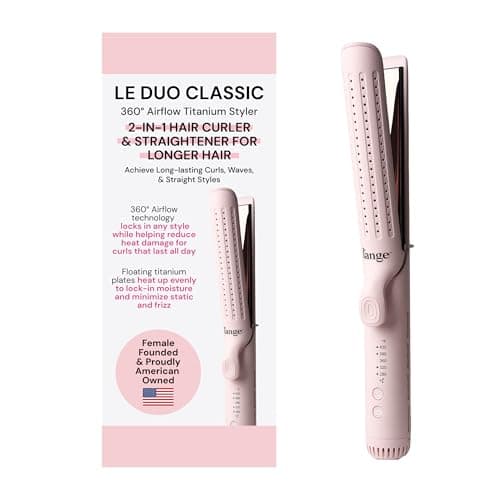 L'ANGE HAIR Le Duo Grande 360° Airflow Styler | 2-in-1 Curling Wand & Titanium Flat Iron Professional Hair Straightener and Curler with Cooling Air Vents to Lock in Style (Blush) - Image 1