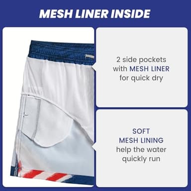 maamgic Mens Swim Trunks 5" with Mesh Lining Quick Dry Bathing Suits for Men Swim Shorts Swimwear X-Small American Flag - Image 4