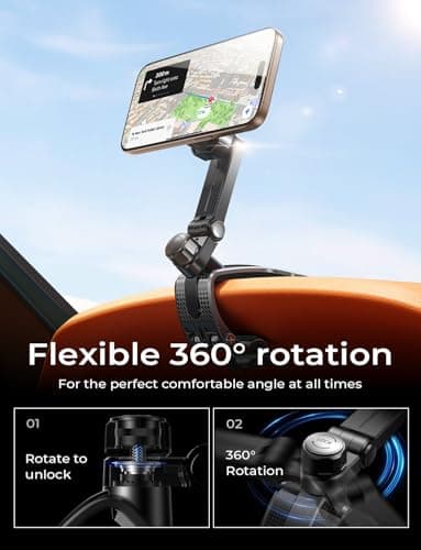 LISEN for iPhone 17 Air for Magsafe 360 Degree Car Phone Holder, Dashboard Holder, Magnetic Holders for Car Dash, Clip Cell Cars Holders for Your Rearview Mirror, for iPhone 17 Pro Max 16 15 14 13 12 - Image 3