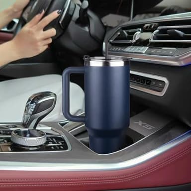 StarSpeed 40 oz Tumbler with Handle and Straw Lid | Stainless Steel Water Bottle Travel Mug Reusable Insulated Cup With Lid And Straw, Keep Cold Heat and Ice for Hours(40oz,Indigo)… - Image 6