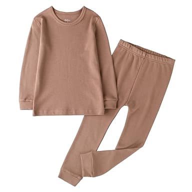 Owlivia 100% Organic Cotton Baby Long Sleeve Pajama Sets, Toddler Boy Girl 2-Piece Sleepwear (6 Years, Brown) - Image 1