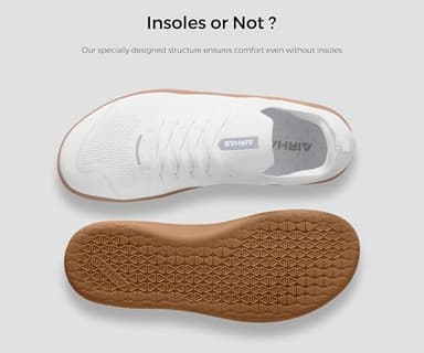 AIRHAS Men's Barefoot Shoes Zero Drop Running Minimalist Gym Shoes for Men Deadlift Cross Training Sneakers (White/Gum,9.5 - Image 4