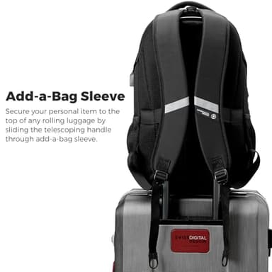 Swissdigital Design Laptop Backpack with USB Charging Port, Travel Backpack Fits 15.6 inches Computer, 31L College School Backpack for Men, Black | SD803 - Image 3