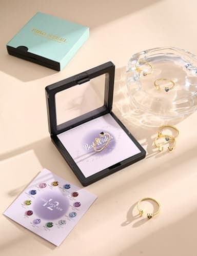 FIBO STEEL Initial Birthstone Rings for Women - 14K Gold Plated Sterling Silver Rings - Adjustable Stackable Dainty Gold Heart Cubic Zirconia Letter Ring Birthday Bridesmaid Gifts Jewelry A September - Image 3