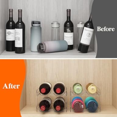 Lifewit Plastic Stackable Wine Rack for refrigerator, Cabinet, Countertop,Wine Bottle Holder, Water Bottle Organizer for Fridge, Pantry, Hold 8 Bottles - Image 9