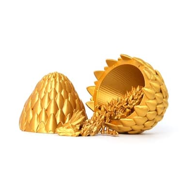 Flavery 3D Printed Dragon Egg - Gold - Surprise Egg with 12" Flexible Crystal Dragon Inside, Mythical 3D Printed Gift Toy, Desk Executive Pet, Figurine Decor - Image 3