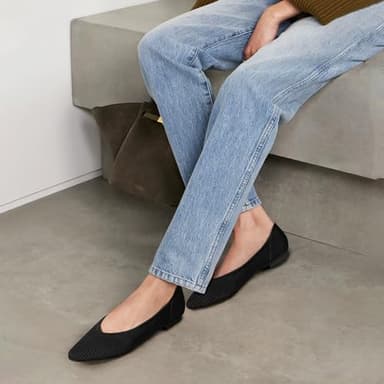 TINGRISE Women's Flats Shoes Pointed Toe Knit Ballet Comfortable Dressy Slip On Flat Black US8 - Image 4