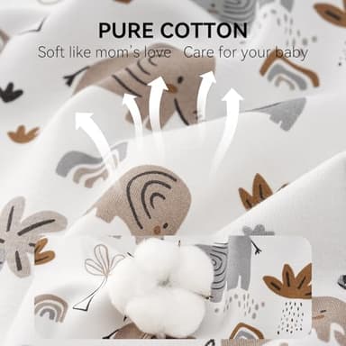 FIEMOL Baby Sleep Sack 6-12 Months, Long Sleeve Baby Wearable Blanket 0.5 Tog with Mittens, 2-Way Zipper Infant Cotton Sleeping Sack for Boy and Girl Grey Elephant 2 Pack (Medium) - Image 5