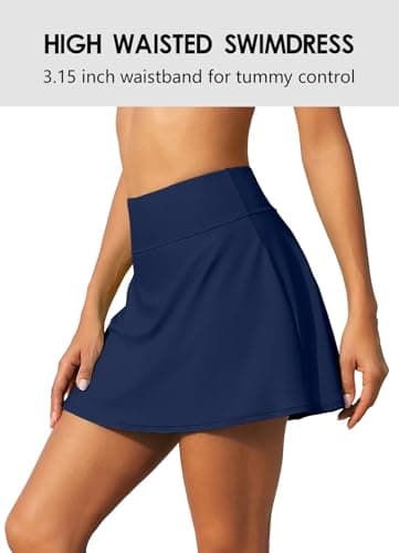 beautyin Swim Skirts for Women High Waisted Solid Tankini Swimsuit Swim Bottoms - Image 3