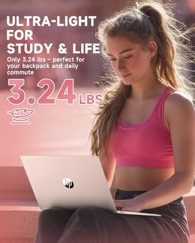 HP 14 Inch Student Business Laptop - Intel N150 | Elegant Pale Rose Gold | Lightweight, AI Copilot Key | 16GB RAM | 384GB Storage(128GB UFS+256GB MSD) | 1 Year Office 365 | Win 11 Pro,w/Accessory - Image 3