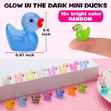 GWAHSA 240pcs Luminous Mini Resin Ducks, Tiny Animals Bulk Glow in The Dark Small Plastic Miniature Ducks Figures for Dollhouse Decor Micro Garden Home Landscape Aquarium Craft Gifts Party Favors Toys - Image 2