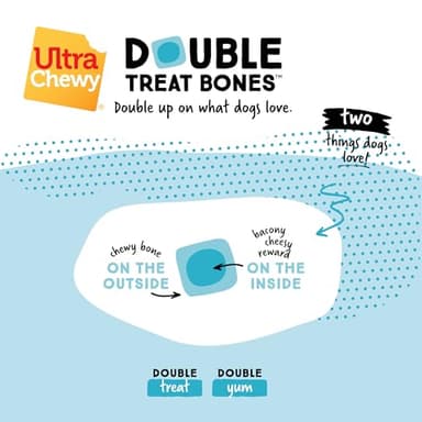 Ultra Chewy Double Treat Bones: Long-Lasting Dog Treats Made in USA for Large and Small Breeds, Highly Digestible, Ideal for Aggressive Chewers (Bacon & Cheese, 2 Value Packs) - Image 5
