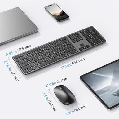 Bluetooth Keyboard and Mouse for Mac, OMOTON Wireless Multi-Device Keyboard with Numeric Keypad, Keyboard and Mouse Combo, for MacBook Pro/Air, iMac, iMac Pro, Mac Mini, Mac Pro - Image 7