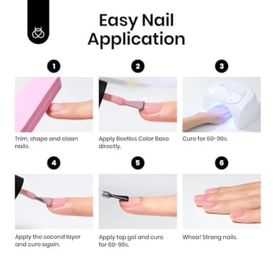 Beetles Rubber Base Gel Nail Polish, 6 Colors Nude Gel Polish Pink Peach Neutral Sheer French Tips Base Colors for Nails Base Flexible U V LED Soak Off Gel Kit for DIY Home Manicure Winter Nail Gifts - Image 8