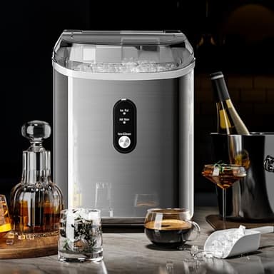 Kismile Nugget Ice Makers Countertop, Portable Sonic Ice Machine with Self-Cleaning/One-Click Operation for Home/Office(Silver) - Image 6