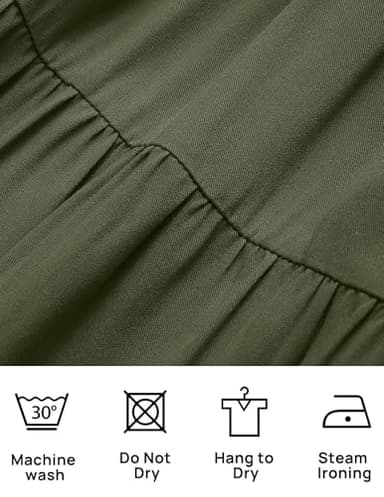 ZESICA Women's 2025 Summer Casual Flutter Short Sleeve Crew Neck Smocked Elastic Waist Tiered Midi Dress,Army Green,Medium - Image 6