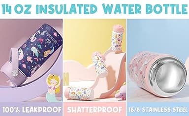 Fimibuke Kids Bento Lunch Box with 4 Compartments, Insulated lunch Bag, Stainless Steel Insulated Water Bottle, Ice Pack & Utensils Set, Birthday Gifts for Ages 3-12 Back to School Toddler Girls Boys - Image 9