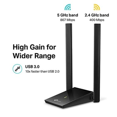 TP-Link USB WiFi Adapter, AC1300Mbps Dual Band 5dBi High Gain Antenna 2.4GHz/ 5GHz Wireless Network Adapter for Desktop PC (Archer T4U Plus)- Supports Windows 11/10, Mac OS 10.9-10.14 - Image 2