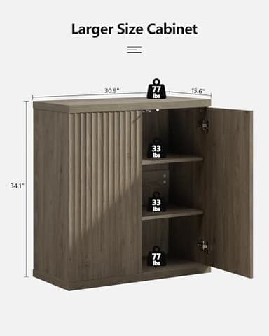 SICOTAS Buffet Cabinet with Storage Accent Sideboard Modern Credenza with Doors & Shelves Fluted Media Console Mid Century Coffee Bar Table for Living Room Kitchen Dining Room Hallway (4PCS) - Image 3