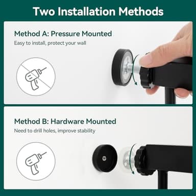 Babelio 31.5-55" Extra Wide Baby Gate with Cat Door, Auto Close Durable Dog Gate Indoor, Pressure Mounted Baby Gates for Stairs, Doorways, Includes 4 Wall Cups and 3 Extension Pieces, Black - Image 9