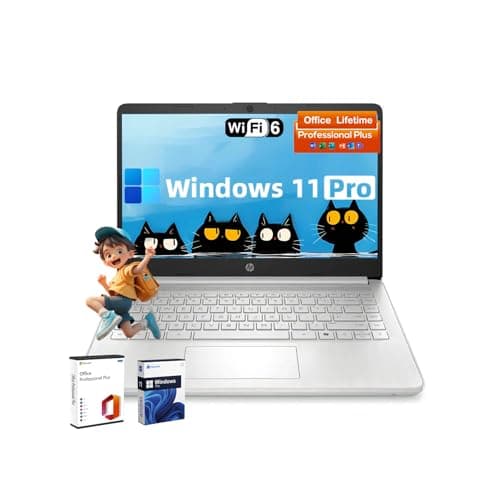 HP Business Student Laptop Computer - Windows 11 Pro & Microsoft Office Lifetime | 14 inch HD | AI-Powered, 12 Hr Batter N-Serious Laptop| 16GB RAM, 128GB UFS, 256GB Extend Micro SD | Silver - Image 1