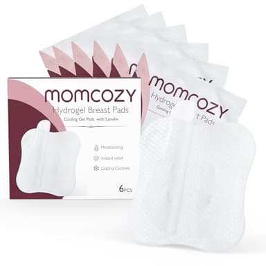 Momcozy Hydrogel Nipple Pads with Soothing Lanolin, Soothies Gel Nursing Pads Provide Instant Cooling Relief, Breastfeeding Essentials, 6 PCS - Image 1