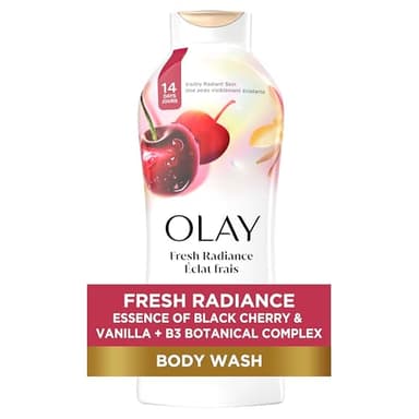 Olay Body Wash for Women, Fresh Radiance, Refreshing & Renewing, Made with Plant Based Cleansers, B3 Botanical Complex, For All Skin Types, Black Cherry & Vanilla Scent, 22 fl oz - Image 1