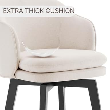 Counter Height Barstools 26 inch Upholstered Swivel Bar Stools with Back and Wood Legs for Kitchen Island,Set of 4,Beige Fabric - Image 7