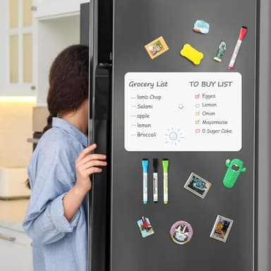 1 Pack Magnetic Dry Erase Board Sheet for Fridge, 12"x8" Erasable Refrigerator WhiteBoard w/ 4 Markers & 1 Eraser- Smooth and Flexible Small Magnet Blank Notepad for Home Kitchen Organizer and Planner - Image 6